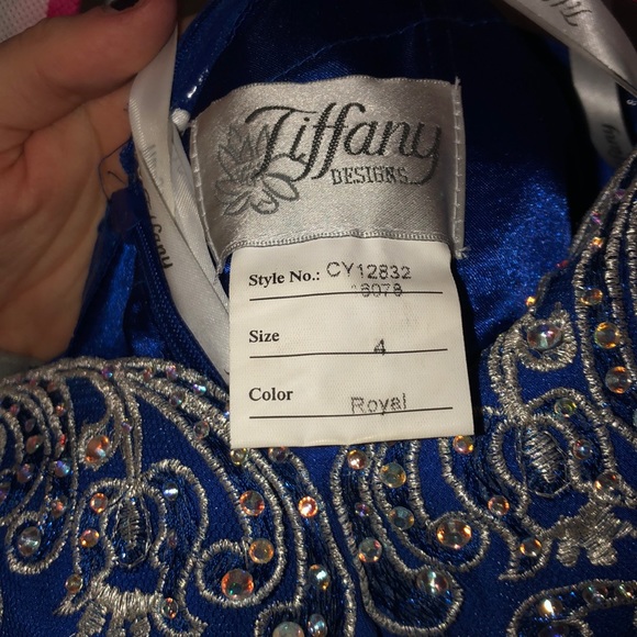 Strapless Royal Blue Beaded Prom Dress. - Picture 3 of 3